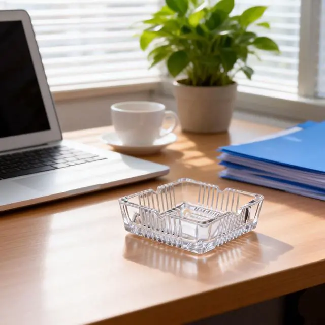 Alt view image 5 of 7 - 3 Pack 4 inch Square Glass Ashtray, Clear Thick Tempered Glass Cigarette Ash Tray, Easy Clean Heavy Duty Smoke Tray for Home Office Outdoor Party Decoration