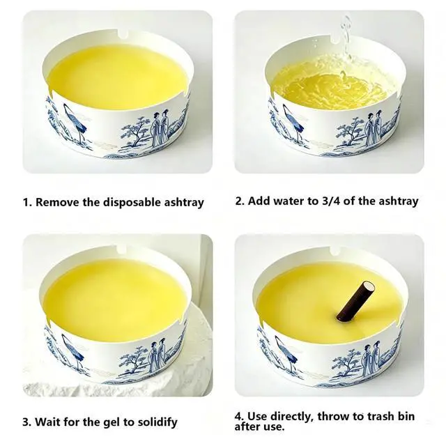 Alt view image 2 of 7 - Disposable Foam Ashtrays, 25 Pack Asian Style Portable Paper Ashtrays with Water-Foaming Sand Base for Home Office Car Camping (25)