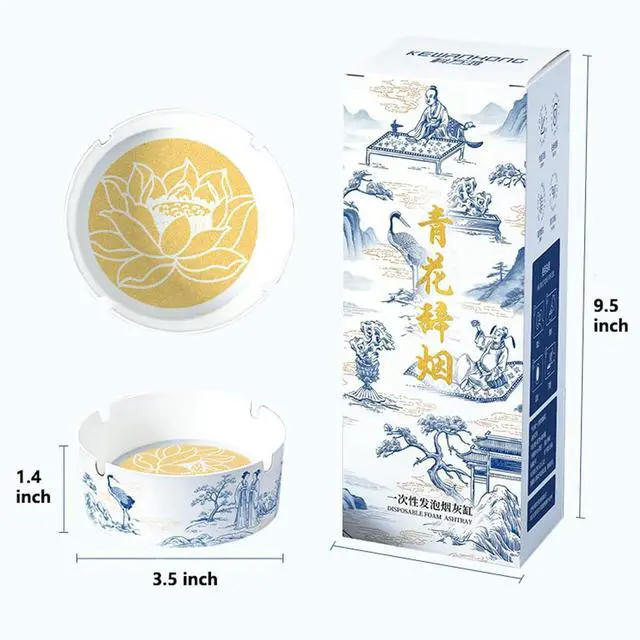 Alt view image 6 of 7 - Disposable Foam Ashtrays, 25 Pack Asian Style Portable Paper Ashtrays with Water-Foaming Sand Base for Home Office Car Camping (25)