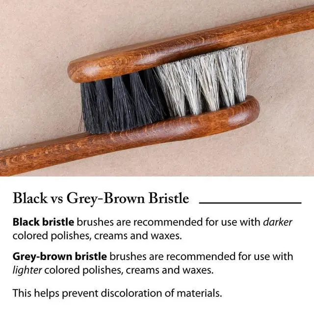 Alt view image 6 of 6 - 6" Horsehair Shoe Shine Dauber Brush, Compact Applicator for Leather Cream, Polish, Buffing & Travel Care (Made in Germany) Grey-Brown