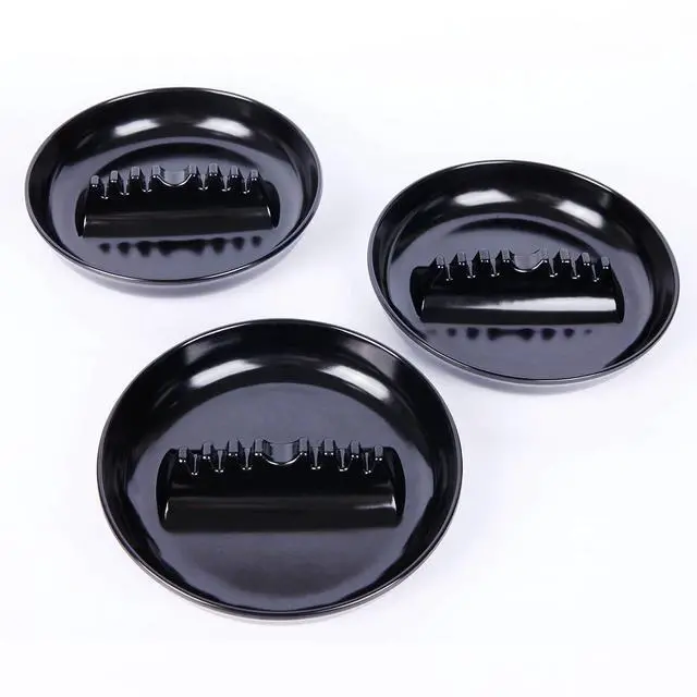 Main image of Premium Plastic Ashtray, Trash Can, Pack of 3, Round Black Large Size, for Indoor Outdoor Home Office Patio Restaurant Bar Hotel Use