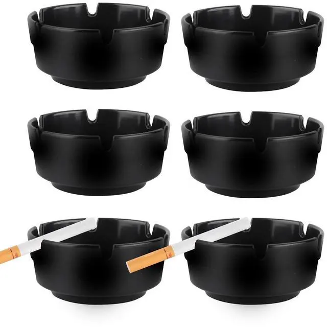 Main image of 6Pcs Ashtray Sets for Cigarettes, Plastic Tabletop Ash Tray Sets, Indoor Outdoor Ashtrays Perfect for Home Patio Restaurant Bar Hotel and Office Use (Set of 6 Black)