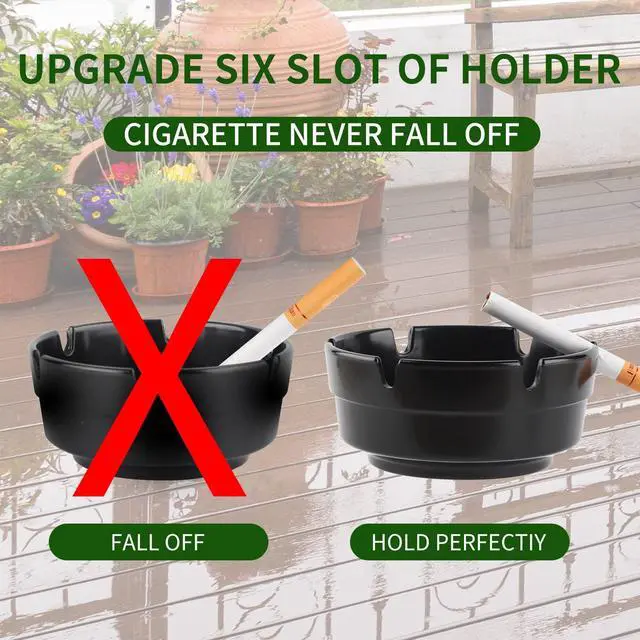 Alt view image 3 of 7 - 6Pcs Ashtray Sets for Cigarettes, Plastic Tabletop Ash Tray Sets, Indoor Outdoor Ashtrays Perfect for Home Patio Restaurant Bar Hotel and Office Use (Set of 6 Black)