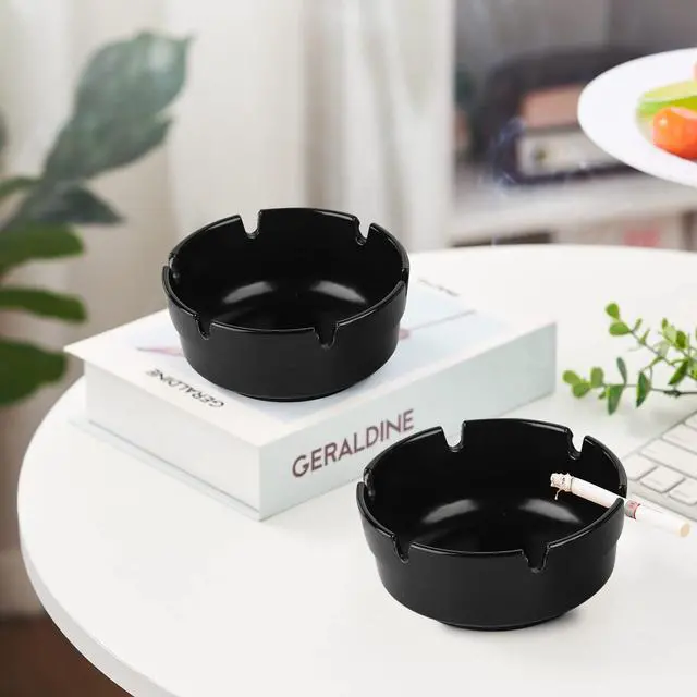 Alt view image 6 of 7 - 6Pcs Ashtray Sets for Cigarettes, Plastic Tabletop Ash Tray Sets, Indoor Outdoor Ashtrays Perfect for Home Patio Restaurant Bar Hotel and Office Use (Set of 6 Black)