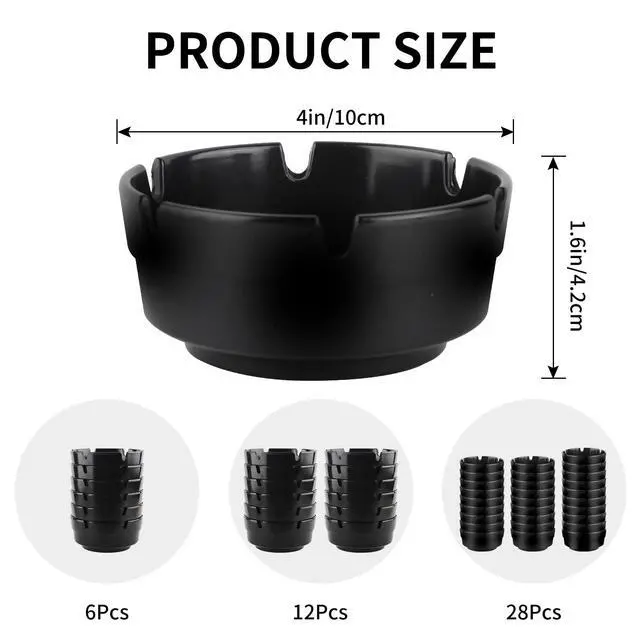 Alt view image 2 of 7 - 6Pcs Ashtray Sets for Cigarettes, Plastic Tabletop Ash Tray Sets, Indoor Outdoor Ashtrays Perfect for Home Patio Restaurant Bar Hotel and Office Use (Set of 6 Black)