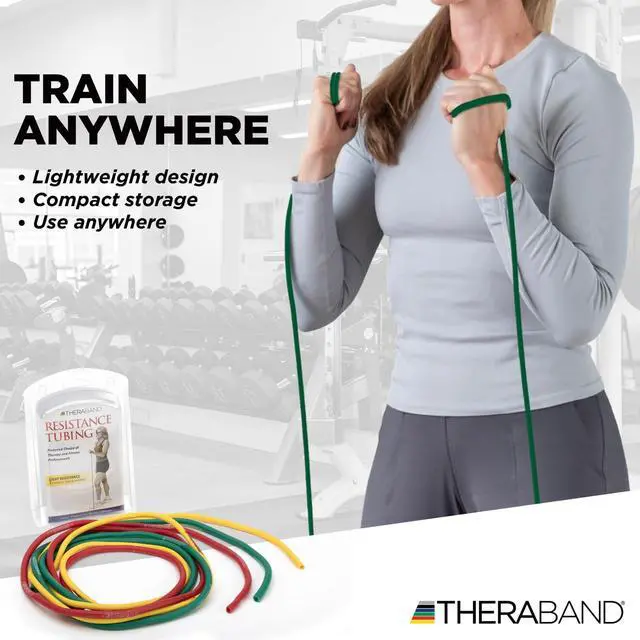 Alt view image 4 of 7 - Resistance Tubes, Begginer Set, Yellow, Red, and Green, 5 ft Latex Tubing, Home or Clinic Use, Cut-to-Fit, Color-Coded Resistance Bands for Upper & Lower Body Workouts