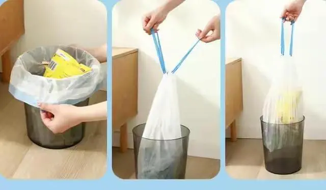 Main image of Disposable Durable Trash Bags, 4 Gallon Capacity, 45x50cm, Small to Medium Size, for Office Kitchen Bathroom, Drawstring