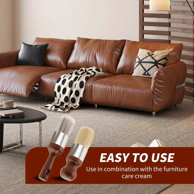 Alt view image 6 of 7 - Leather Cleaning Brush 2 Pack Soft Bristle Wood Handle Car Sofa | Wooden handles for comfortable grip; gentle bristles won't scratch surfaces; dual sizes for large areas and tight spaces