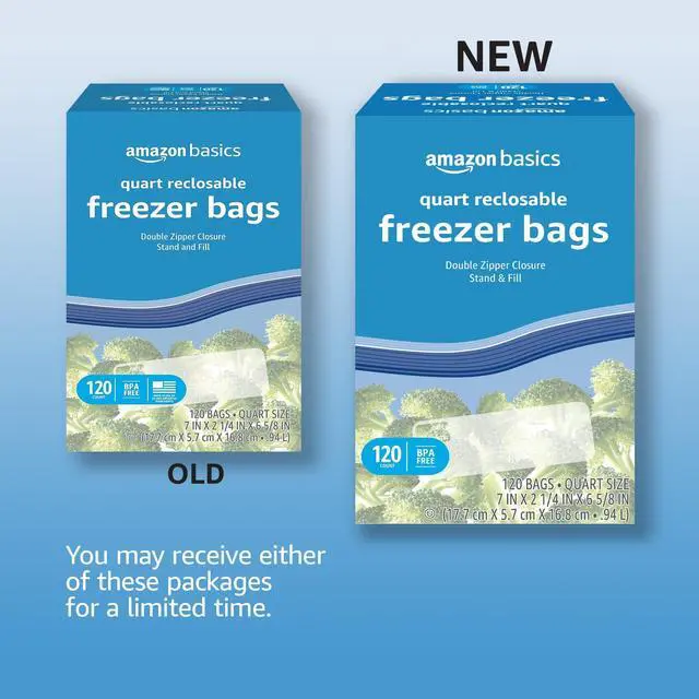 Alt view image 2 of 5 - Reclosable Freezer Quart Food Storage Bags with Zipper Seal, BPA Free, Stand and Fill, Airtight, 120 Count (Previously Solimo)