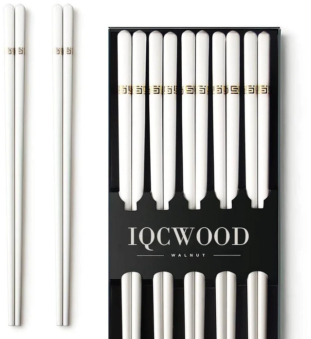 Main image of Ceramic Chopsticks, 5 Pairs - 9.5 Inch Reusable Chopsticks, Dishwasher Safe, High-grade Bone China Porcelain with Case