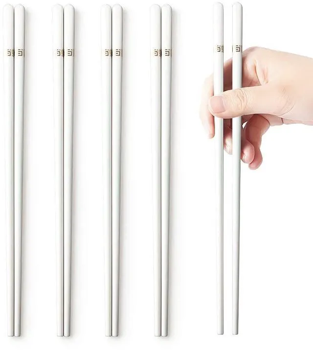 Alt view image 3 of 7 - Ceramic Chopsticks, 5 Pairs - 9.5 Inch Reusable Chopsticks, Dishwasher Safe, High-grade Bone China Porcelain with Case