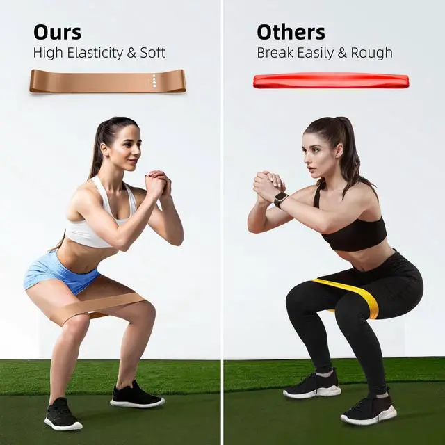 Alt view image 4 of 6 - Resistance Bands for Working Out, 5-Pack Elastic Exercise Bands for Strength Training, Stretching, Workout; Home Gym Equipment for Women Men, Pilates Yoga Physical Therapy, Leg Glute Arm Exercise Kit