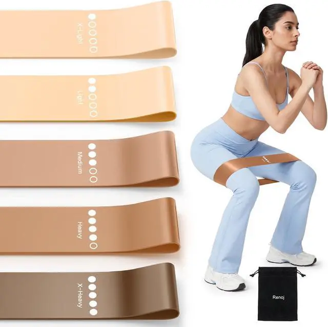 Main image of Resistance Bands for Working Out, 5-Pack Elastic Exercise Bands for Strength Training, Stretching, Workout; Home Gym Equipment for Women Men, Pilates Yoga Physical Therapy, Leg Glute Arm Exercise Kit