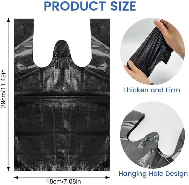Alt view image 2 of 6 - Personal Disposal Sanitary Napkin Bags, Black Little Waste Bags, 200 Pack, Disposable Plastic Trash Bags with Handles for Feminine Tampons Hygiene Products