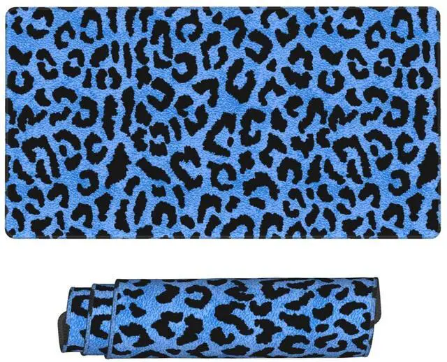 Main image of Blue Leopard Skin Print Large Extended Mouse Pads XL Mousepad with Stitched Edges Non-Slip Rubber Base Computer Keyboard Pad Desk Mat for Home Office Desk Decor, 29.5" X 15.8"