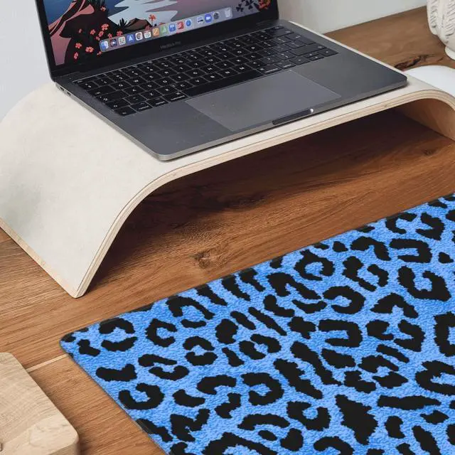Alt view image 6 of 7 - Blue Leopard Skin Print Large Extended Mouse Pads XL Mousepad with Stitched Edges Non-Slip Rubber Base Computer Keyboard Pad Desk Mat for Home Office Desk Decor, 29.5" X 15.8"