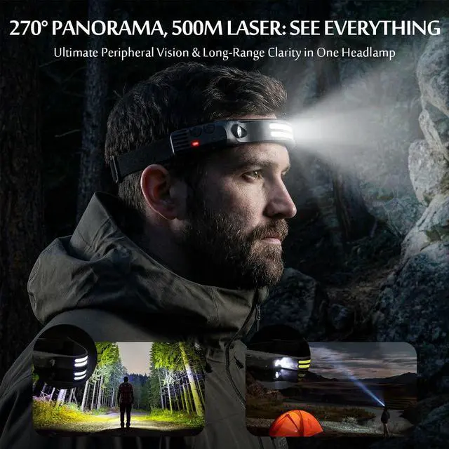 Alt view image 6 of 7 - Camping Light Set, Headlamp with Motion Sensor & Solar Camping Fan Lantern, 230° COB Headlamp and 5-in-1 Rechargeable LED Lantern with Fan, Phone Charger for Hiking, Emergency, Outdoor Gear,Silver