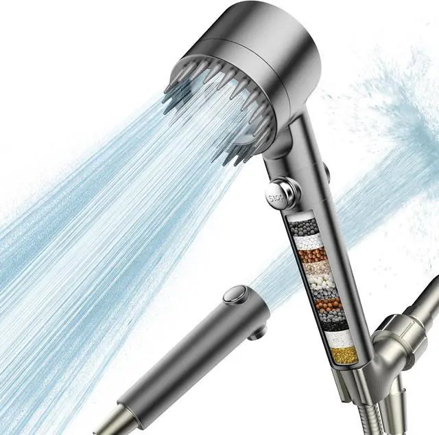 Main image of Filtered Shower Head with Handheld, High Pressure Water Flow and Multiple Spray Modes Shower Head with Filter, Power Wash for Hard Water, Showerhead with ON/OFF Switch for Pets Bath