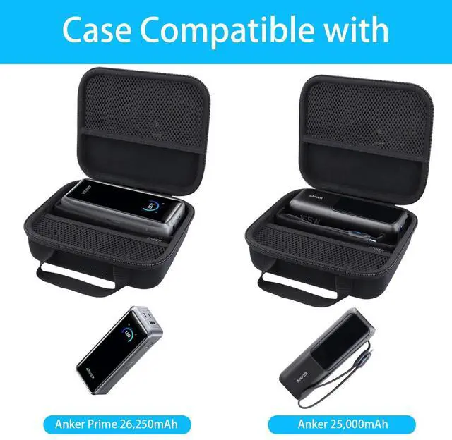 Alt view image 3 of 7 - for Anker 25,000mAh 165W / Prime 26,250mAh Power Bank and Laptop 140W USB-C Charger, Hard Travel Case Compatible with 25K Power Bank A1695, Case Only (Black Case)