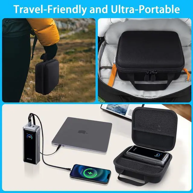 Alt view image 4 of 7 - for Anker 25,000mAh 165W / Prime 26,250mAh Power Bank and Laptop 140W USB-C Charger, Hard Travel Case Compatible with 25K Power Bank A1695, Case Only (Black Case)