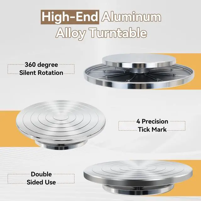 Alt view image 5 of 7 - 6 Inch Double-Sided Pottery Sculpting Wheel for Adults, Easy to Carry Aluminum Banding Wheel for Ceramics, Clay Modeling, Paint Spraying