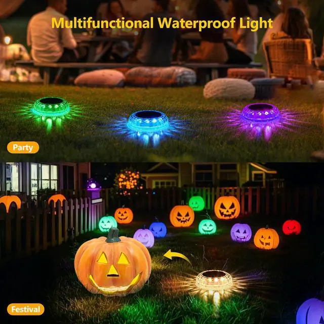 Alt view image 5 of 7 - Solar Floating Solar Pool Lights for Party, 2 Pack Color Changing with 2 Modes (Fade & Steady), IP67 Waterproof, Ideal for Inground Pool, Above Ground Pool, Pond, Bathtub Decor
