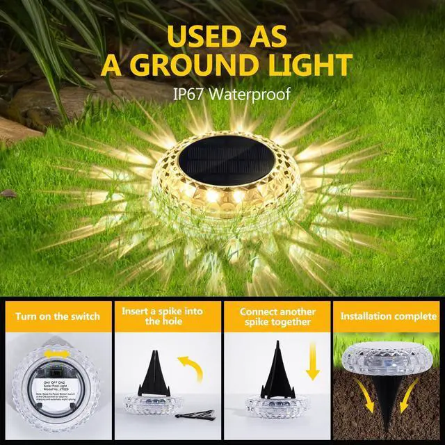 Alt view image 6 of 7 - Solar Floating Solar Pool Lights for Party, 2 Pack Color Changing with 2 Modes (Fade & Steady), IP67 Waterproof, Ideal for Inground Pool, Above Ground Pool, Pond, Bathtub Decor