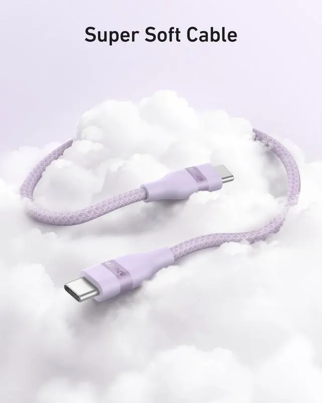 Alt view image 3 of 6 - Nano USB C Cable, 240W Flexible Multi-Color Braided Cord, Fast Charging Type C Charger for iPhone 17 Series, MacBook Pro and More (Purple, 6ft)