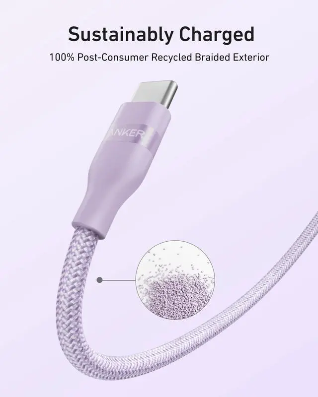 Alt view image 5 of 6 - Nano USB C Cable, 240W Flexible Multi-Color Braided Cord, Fast Charging Type C Charger for iPhone 17 Series, MacBook Pro and More (Purple, 6ft)