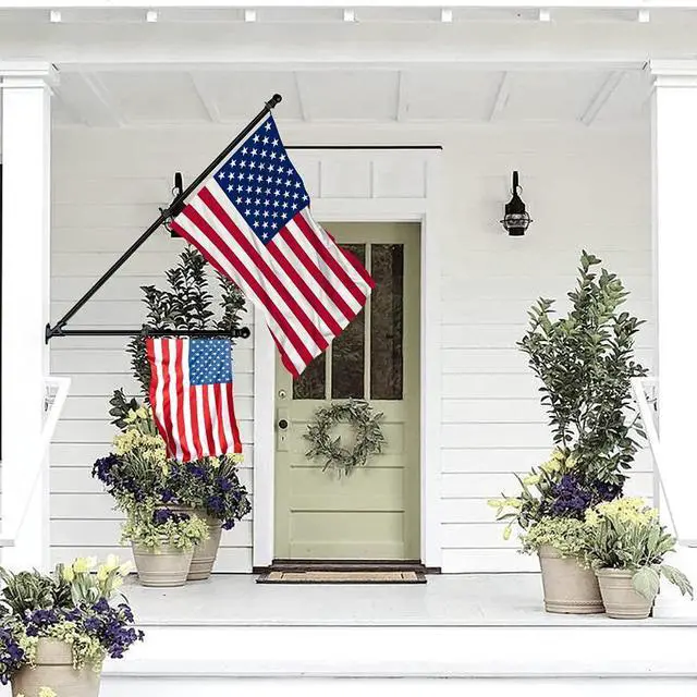 Alt view image 2 of 7 - Flag Pole - Upgraded Bracket, 6 FT Stainless Steel Flag Poles for Outside House, Residential or Commerical, Tangle Free Flag Pole Kit for American Flag (Without Flag, Black)