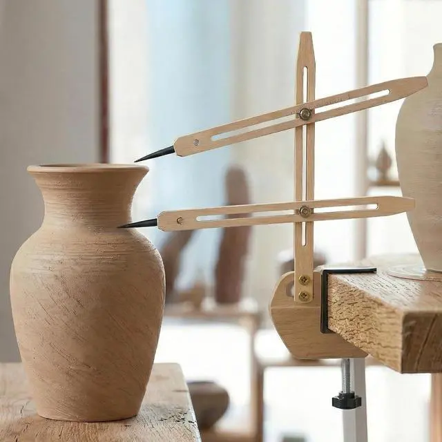 Alt view image 3 of 7 - Throwing Gauge for Potters & Ceramic ArtistsAdjustable Measuring Tool with Clamp, Dual Arm Pottery Gauge for Pottery Wheel & Workbench, Consistent Height, Width & Depth in Throwing
