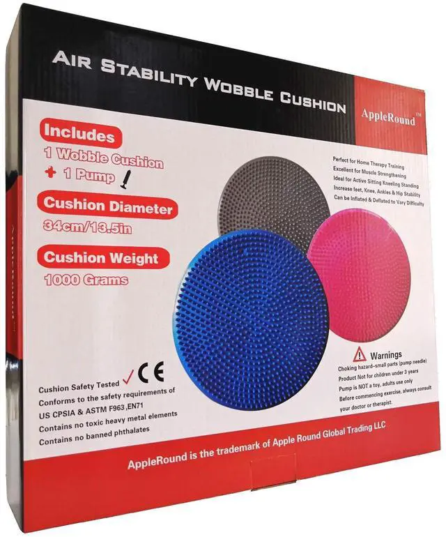 Alt view image 5 of 5 - Inflated Wobble Cushion with Hand Pump, Air Stability Board (Extra Thick), Core Balance Disc for Adults, Sensory Wiggle Seat for Kids, Flexible Seating for All Age, 13.5in / 34cm Diameter