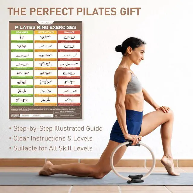 Alt view image 3 of 6 - Pilates Ring, 15-Inch Magic Circle with Thick Padded Handles, Nude | Pilates Equipment for Toning Inner Thighs, Arms and Strengthening Cores with Workout Sheet Included