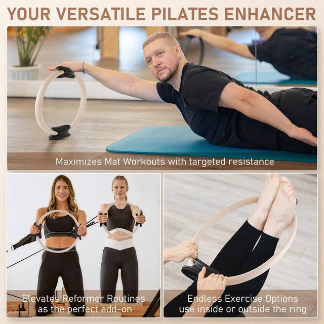 Alt view image 5 of 6 - Pilates Ring, 15-Inch Magic Circle with Thick Padded Handles, Nude | Pilates Equipment for Toning Inner Thighs, Arms and Strengthening Cores with Workout Sheet Included