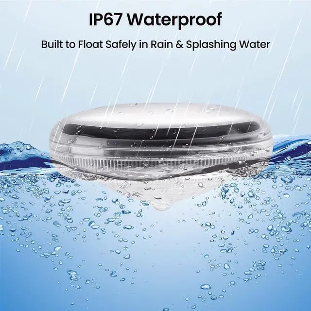 Alt view image 5 of 6 - Floating Lights for Small Pools, Hot Tub, Pond, and Spa Solar-Powered LED with RF Remote, 9 Color Modes, Brightness & Timer Control, IP67 Waterproof (2 Pack)