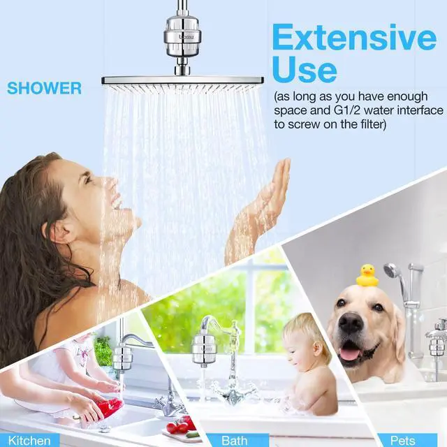 Alt view image 5 of 7 - 20 Stage Shower Filter w/ 3 Cartridge, Shower Head Filter, Reduce Well Hard Water Chlorine Heavy Metal & Impurity, Improve Skin Hair, Fit Most Handheld Showerhead Fixed Rainfall, Chrome