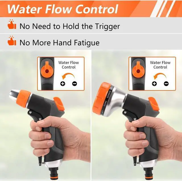 Alt view image 5 of 7 - 2 Pack Garden Hose Nozzle: High Pressure Water Hose Sprayer with 10 & 2 Spray Patterns - Lightweight & Rust-Proof Handheld Spray Gun (Black)