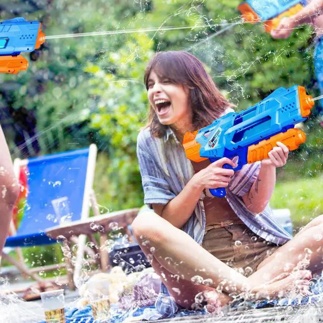 Alt view image 7 of 7 - 1200cc Super Squirt Water Guns for Kids Adults - 2 Pack Super Water Soaker with Excellent Range - Ideas Gift Toys for Summer Outdoor Swimming Pool Beach Sand Water Fighting Play