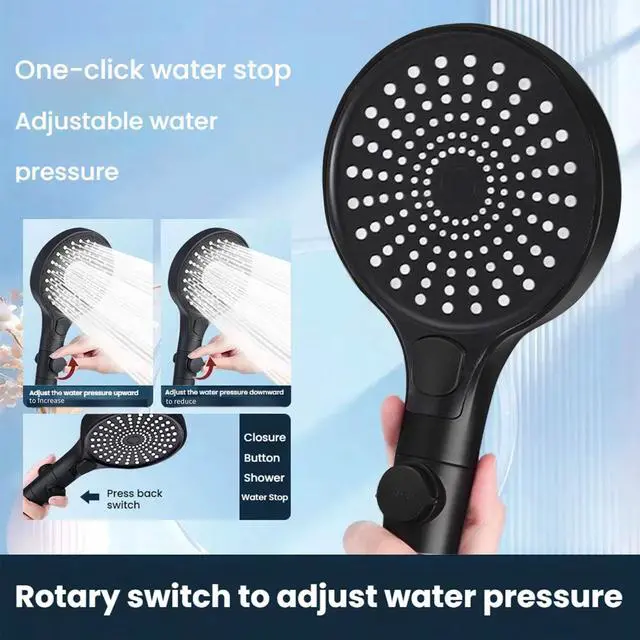Alt view image 3 of 7 - Filtered Handheld Shower Head with Hose and Holder, 5.1" Large High Pressure Shower Wand with 2 Extra Filters, Reinforced Matte Black Showerhead Set for Hard Water, 3 Spray Modes & One-Key Pause