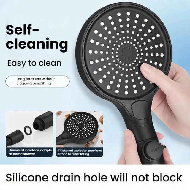 Alt view image 4 of 7 - Filtered Handheld Shower Head with Hose and Holder, 5.1" Large High Pressure Shower Wand with 2 Extra Filters, Reinforced Matte Black Showerhead Set for Hard Water, 3 Spray Modes & One-Key Pause
