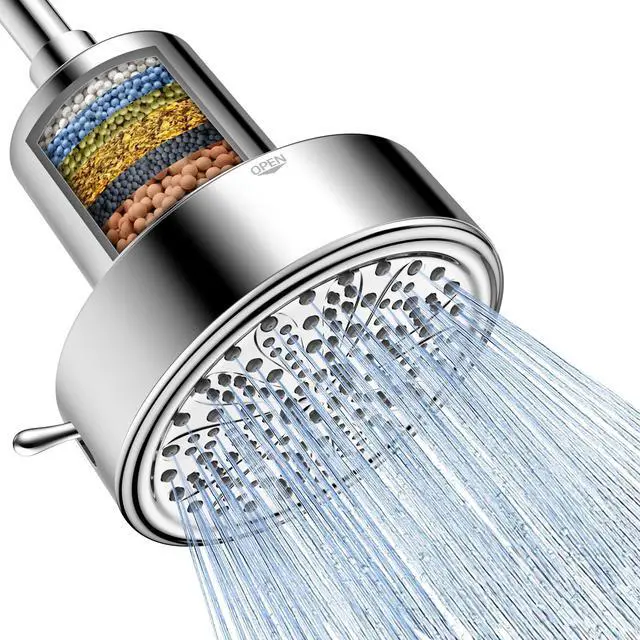 Main image of Filtered Shower Head, High Pressure 6 Spray Modes Shower Head with Filters for Hard Water Remove Chlorine, Improves Skin & Hair, Rain Showerhead with One-Click Filter Change Design