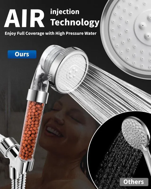 Alt view image 3 of 7 - Filtered Shower Head for Hard Water, High Pressure 3 Modes Shower Heads with Handheld Spray, Water Softener Showerhead Set with Mineral Beads to Remove Chlorine & Fluoride for Dry Hair & Skin