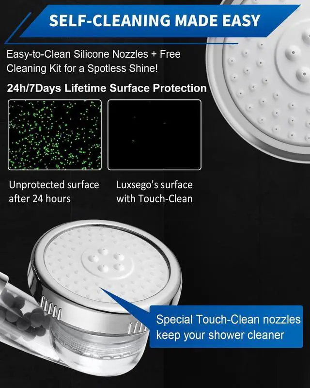 Alt view image 4 of 7 - Filtered Shower Head for Hard Water, High Pressure 3 Modes Shower Heads with Handheld Spray, Water Softener Showerhead Set with Mineral Beads to Remove Chlorine & Fluoride for Dry Hair & Skin