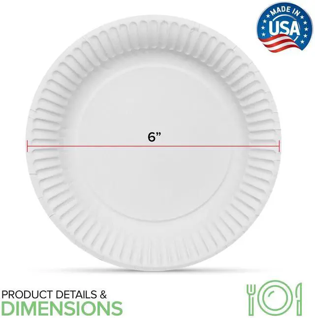Alt view image 3 of 7 - 6-Inch Paper Plates Uncoated, Everyday Disposable Dessert Plates 6" Paper Plate Bulk, White, 100 Count