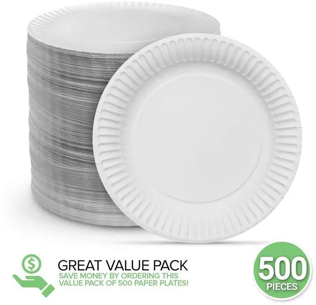 Alt view image 2 of 7 - 6-Inch Paper Plates Uncoated, Everyday Disposable Dessert Plates 6" Paper Plate Bulk, White, 500 Count, Stock Your Home