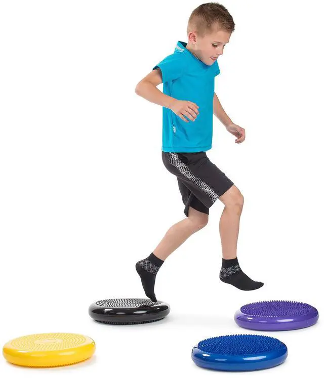 Alt view image 7 of 7 - Inflated Stability Wobble Cushion, Including Free Pump/Exercise Fitness Core Balance Disc,Blue,size: 13 inches / 33 cm