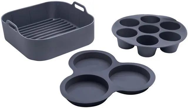 Main image of Air Fryer Accessories Set - 3 Piece Silicone, Liner, Egg Bite Cooker, 7-Hole Cupcake Mold, BPA-Free, Nonstick, Heat Resistant 445°F, Dishwasher Safe, Food Grade