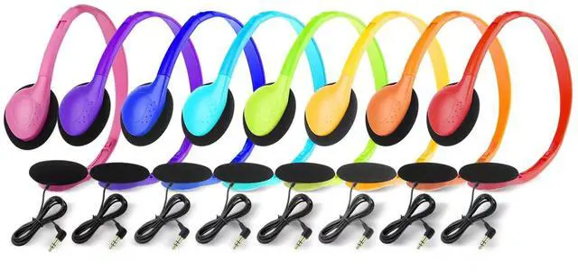 Alt view image 3 of 7 - Kids Headphones Bulk 8 Pack Multi Color Class Set School Students Classroom Children Toddler Boys Girls Teen and Adult (8 Pack)