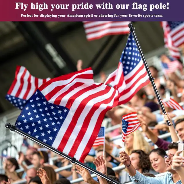 Alt view image 6 of 7 - Flag Pole Kit, Tangle Free Spinning Stainless Steel Rustproof Flagpole for 3x5 Sports Fan Outdoor Flags for Outside House (Black, 5FT, with Bracket)