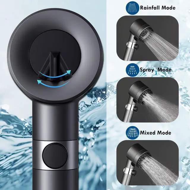 Alt view image 3 of 7 - Filtered Shower Head with Handheld High Pressure 4 Spray Showerhead with Filters for Hard Water-Remove Chlorine ON/OFF Switch for Pets,With 79" Stainless Steel Hose,Bracket,4 Filters,Bath Loofah